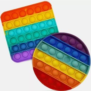 New! Rainbow Popit Fidget Pop Toy Sensory Set stress relief 2pc